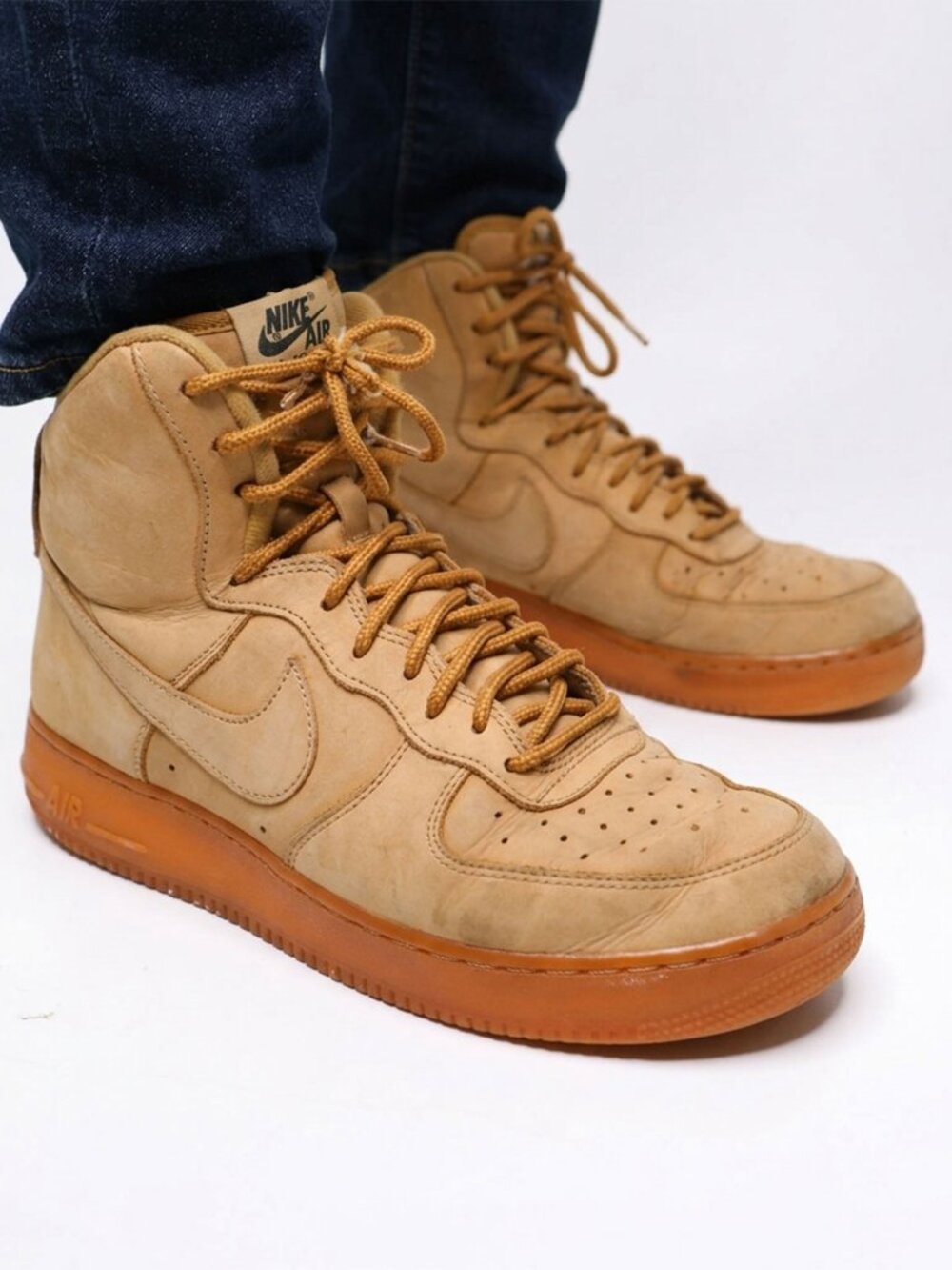 Nike Air Force 1 High WB Flax Sneakers Gum Soles 882096-200 Sz 10 High Top Shoes